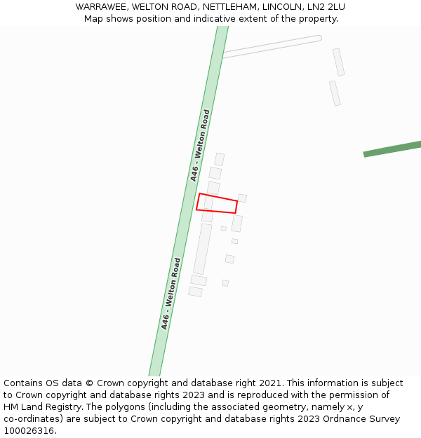 WARRAWEE, WELTON ROAD, NETTLEHAM, LINCOLN, LN2 2LU: Location map and indicative extent of plot