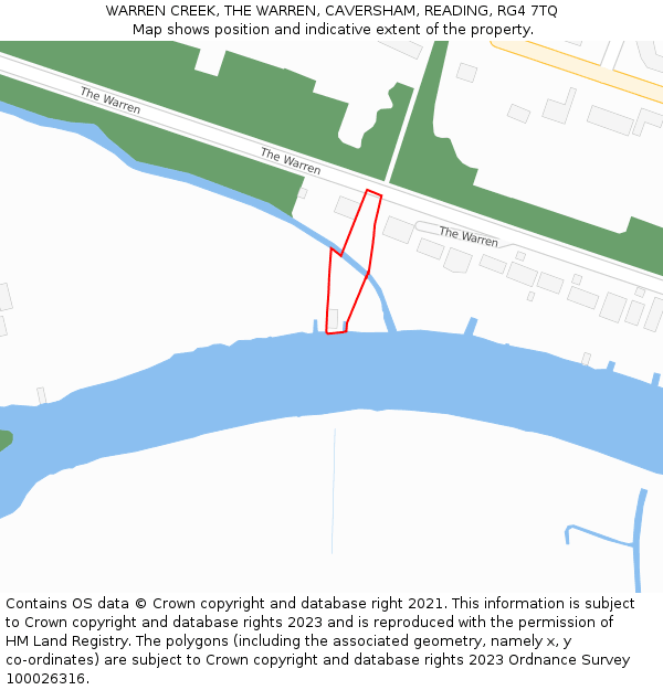 WARREN CREEK, THE WARREN, CAVERSHAM, READING, RG4 7TQ: Location map and indicative extent of plot