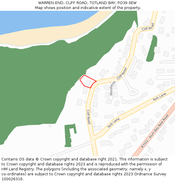 WARREN END, CLIFF ROAD, TOTLAND BAY, PO39 0EW: Location map and indicative extent of plot