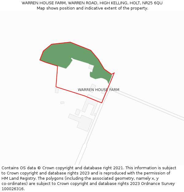 WARREN HOUSE FARM, WARREN ROAD, HIGH KELLING, HOLT, NR25 6QU: Location map and indicative extent of plot