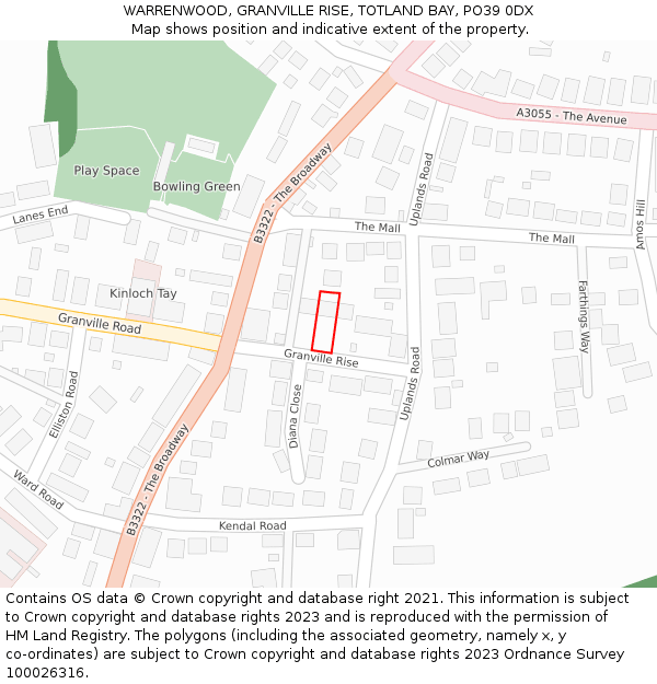 WARRENWOOD, GRANVILLE RISE, TOTLAND BAY, PO39 0DX: Location map and indicative extent of plot