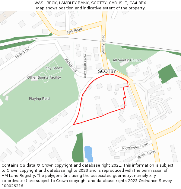 WASHBECK, LAMBLEY BANK, SCOTBY, CARLISLE, CA4 8BX: Location map and indicative extent of plot