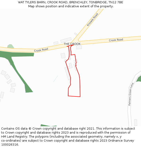 WAT TYLERS BARN, CROOK ROAD, BRENCHLEY, TONBRIDGE, TN12 7BE: Location map and indicative extent of plot