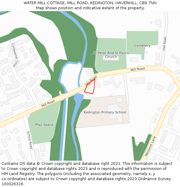 WATER MILL COTTAGE, MILL ROAD, KEDINGTON, HAVERHILL, CB9 7NN: Location map and indicative extent of plot
