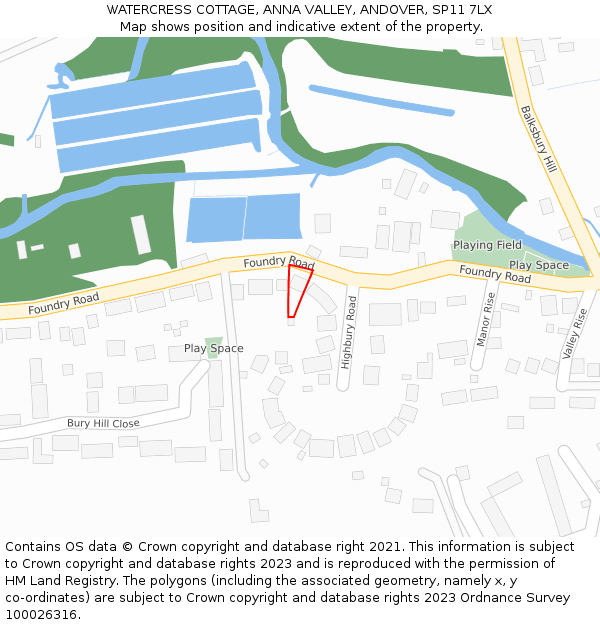 WATERCRESS COTTAGE, ANNA VALLEY, ANDOVER, SP11 7LX: Location map and indicative extent of plot