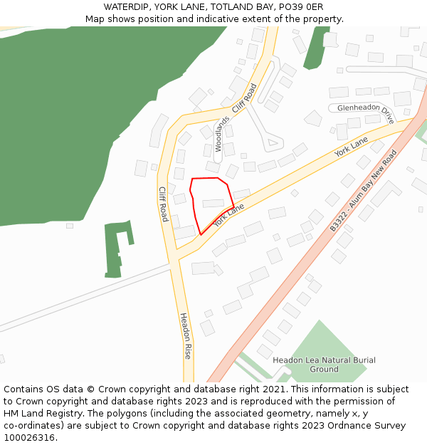 WATERDIP, YORK LANE, TOTLAND BAY, PO39 0ER: Location map and indicative extent of plot