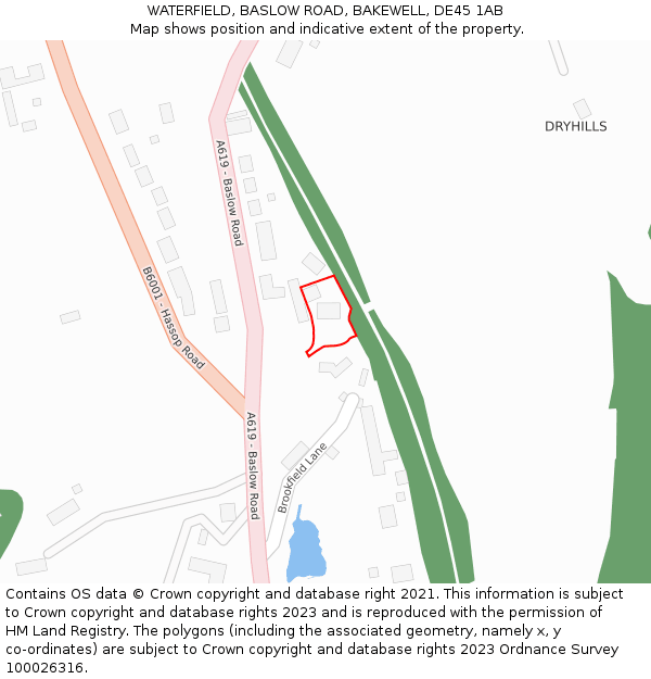 WATERFIELD, BASLOW ROAD, BAKEWELL, DE45 1AB: Location map and indicative extent of plot