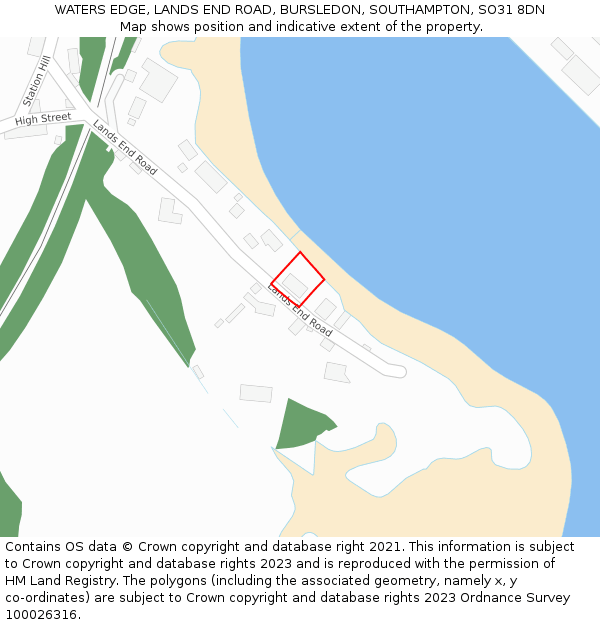 WATERS EDGE, LANDS END ROAD, BURSLEDON, SOUTHAMPTON, SO31 8DN: Location map and indicative extent of plot