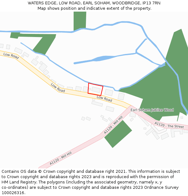 WATERS EDGE, LOW ROAD, EARL SOHAM, WOODBRIDGE, IP13 7RN: Location map and indicative extent of plot