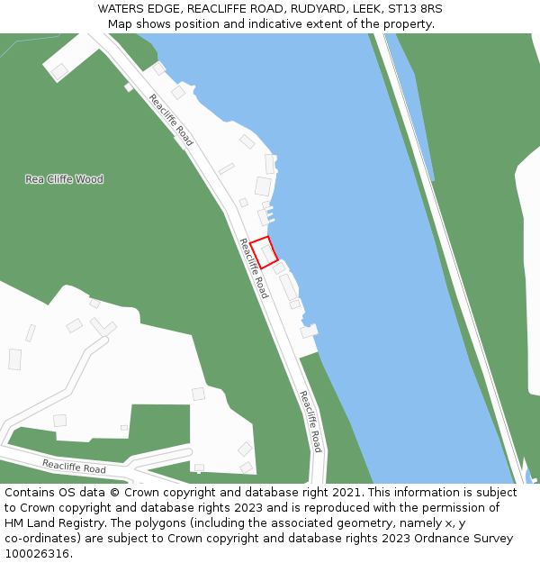 WATERS EDGE, REACLIFFE ROAD, RUDYARD, LEEK, ST13 8RS: Location map and indicative extent of plot