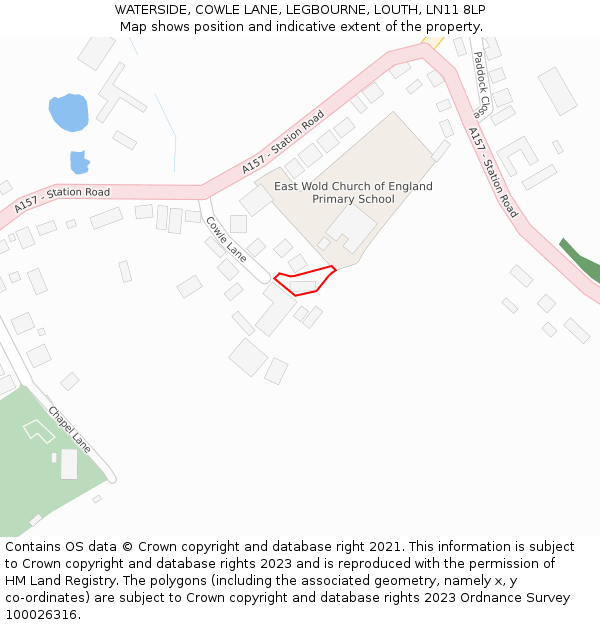 WATERSIDE, COWLE LANE, LEGBOURNE, LOUTH, LN11 8LP: Location map and indicative extent of plot