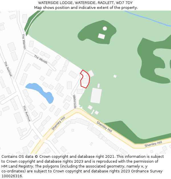 WATERSIDE LODGE, WATERSIDE, RADLETT, WD7 7DY: Location map and indicative extent of plot