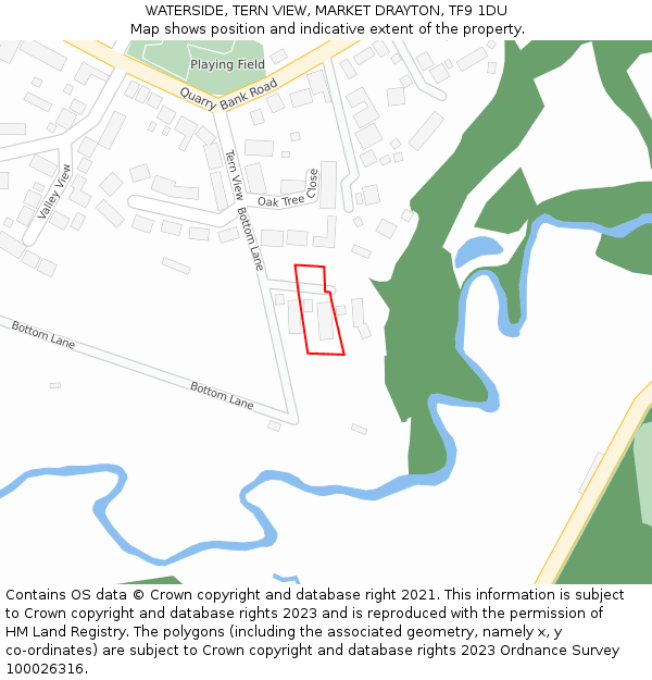 WATERSIDE, TERN VIEW, MARKET DRAYTON, TF9 1DU: Location map and indicative extent of plot