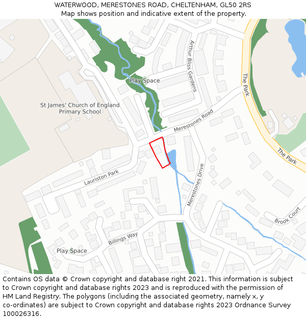 WATERWOOD, MERESTONES ROAD, CHELTENHAM, GL50 2RS: Location map and indicative extent of plot