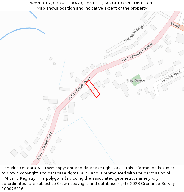 WAVERLEY, CROWLE ROAD, EASTOFT, SCUNTHORPE, DN17 4PH: Location map and indicative extent of plot