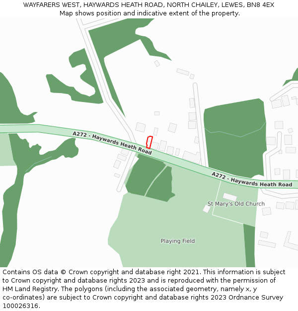 WAYFARERS WEST, HAYWARDS HEATH ROAD, NORTH CHAILEY, LEWES, BN8 4EX: Location map and indicative extent of plot