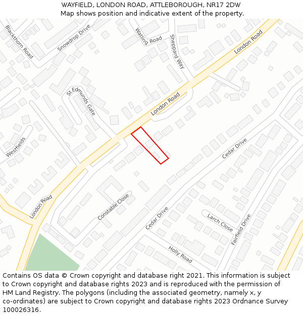 WAYFIELD, LONDON ROAD, ATTLEBOROUGH, NR17 2DW: Location map and indicative extent of plot