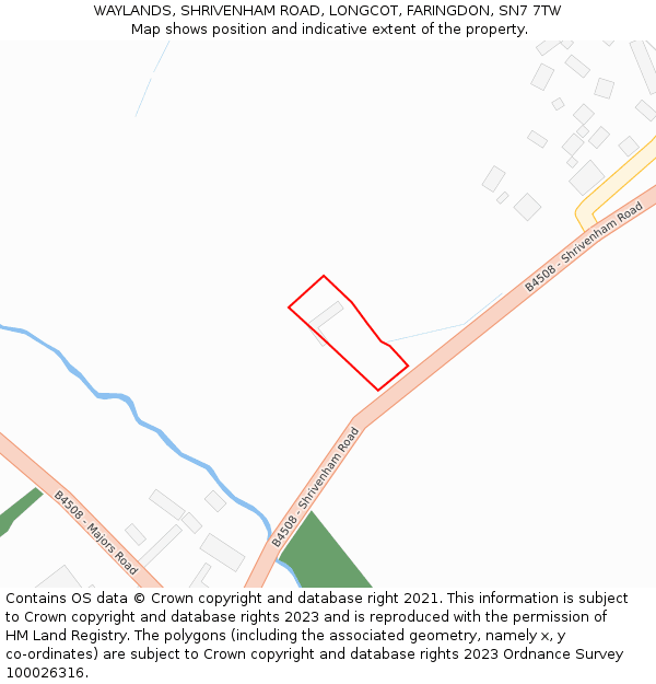 WAYLANDS, SHRIVENHAM ROAD, LONGCOT, FARINGDON, SN7 7TW: Location map and indicative extent of plot