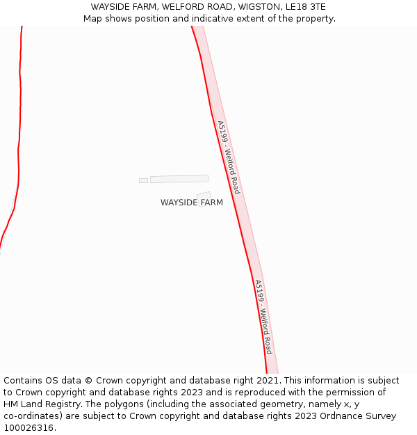 WAYSIDE FARM, WELFORD ROAD, WIGSTON, LE18 3TE: Location map and indicative extent of plot