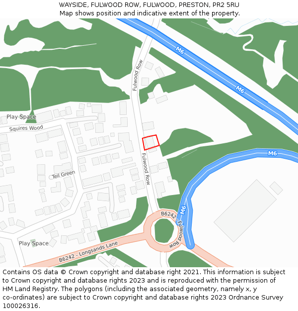 WAYSIDE, FULWOOD ROW, FULWOOD, PRESTON, PR2 5RU: Location map and indicative extent of plot