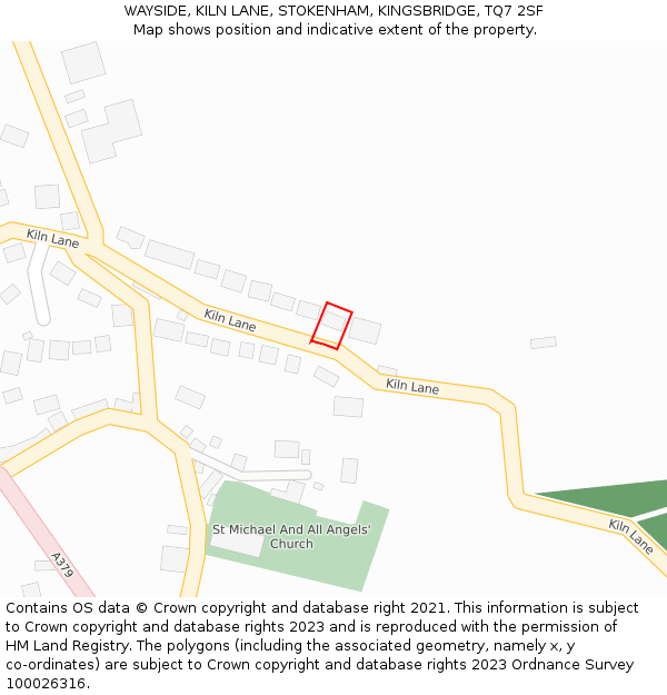 WAYSIDE, KILN LANE, STOKENHAM, KINGSBRIDGE, TQ7 2SF: Location map and indicative extent of plot