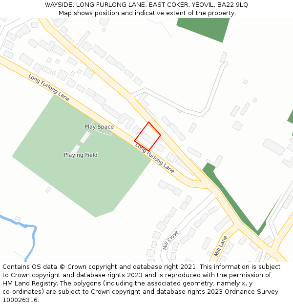 WAYSIDE, LONG FURLONG LANE, EAST COKER, YEOVIL, BA22 9LQ: Location map and indicative extent of plot