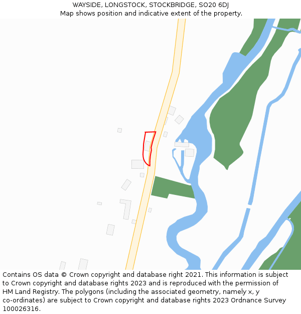 WAYSIDE, LONGSTOCK, STOCKBRIDGE, SO20 6DJ: Location map and indicative extent of plot