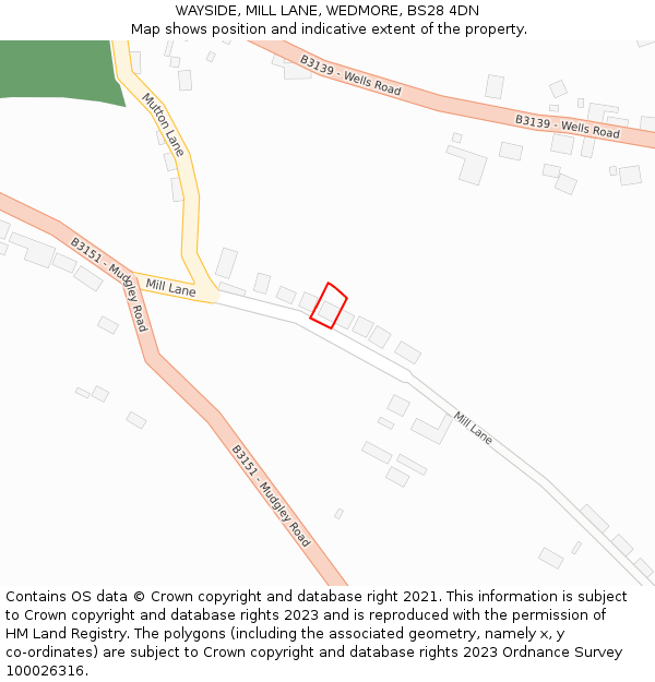 WAYSIDE, MILL LANE, WEDMORE, BS28 4DN: Location map and indicative extent of plot