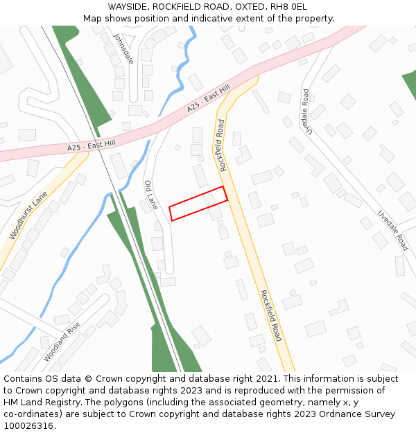 WAYSIDE, ROCKFIELD ROAD, OXTED, RH8 0EL: Location map and indicative extent of plot