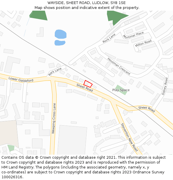 WAYSIDE, SHEET ROAD, LUDLOW, SY8 1SE: Location map and indicative extent of plot