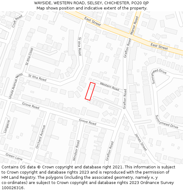 WAYSIDE, WESTERN ROAD, SELSEY, CHICHESTER, PO20 0JP: Location map and indicative extent of plot