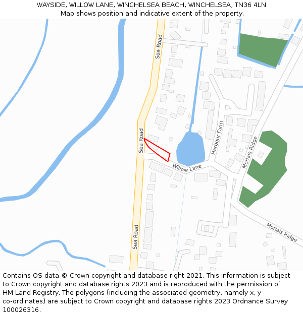 WAYSIDE, WILLOW LANE, WINCHELSEA BEACH, WINCHELSEA, TN36 4LN: Location map and indicative extent of plot