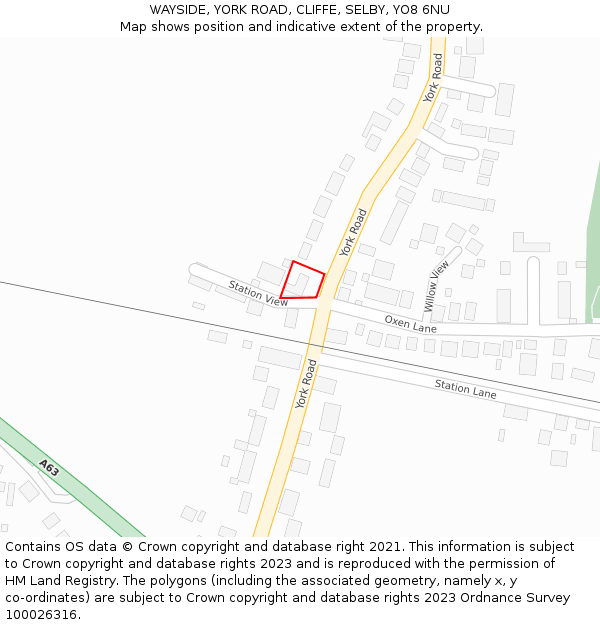 WAYSIDE, YORK ROAD, CLIFFE, SELBY, YO8 6NU: Location map and indicative extent of plot