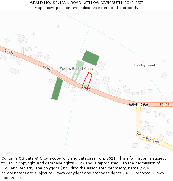 WEALD HOUSE, MAIN ROAD, WELLOW, YARMOUTH, PO41 0SZ: Location map and indicative extent of plot
