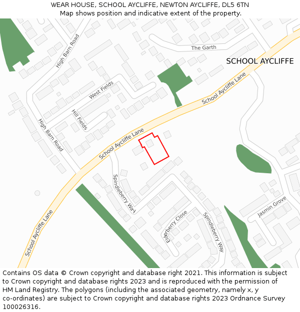 WEAR HOUSE, SCHOOL AYCLIFFE, NEWTON AYCLIFFE, DL5 6TN: Location map and indicative extent of plot