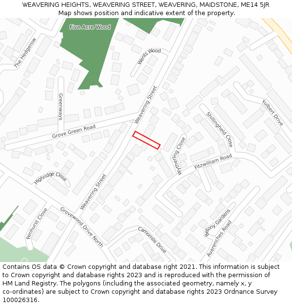 WEAVERING HEIGHTS, WEAVERING STREET, WEAVERING, MAIDSTONE, ME14 5JR: Location map and indicative extent of plot