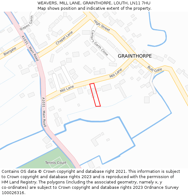 WEAVERS, MILL LANE, GRAINTHORPE, LOUTH, LN11 7HU: Location map and indicative extent of plot