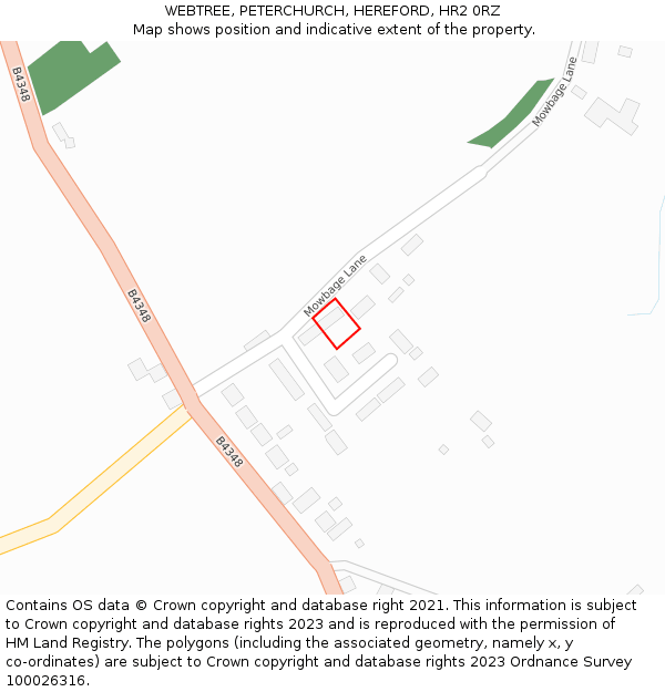 WEBTREE, PETERCHURCH, HEREFORD, HR2 0RZ: Location map and indicative extent of plot