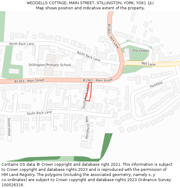 WEDDELLS COTTAGE, MAIN STREET, STILLINGTON, YORK, YO61 1JU: Location map and indicative extent of plot