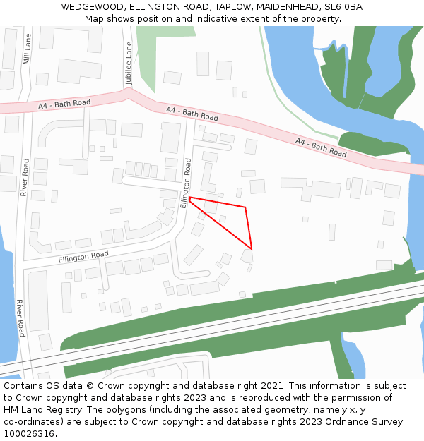 WEDGEWOOD, ELLINGTON ROAD, TAPLOW, MAIDENHEAD, SL6 0BA: Location map and indicative extent of plot
