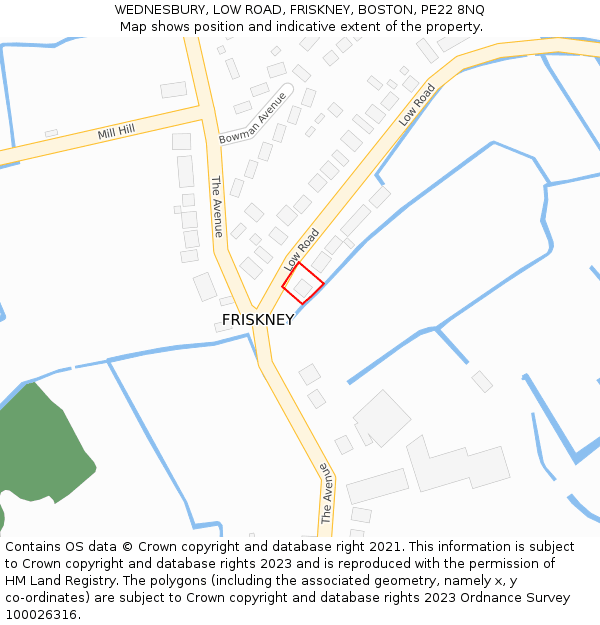 WEDNESBURY, LOW ROAD, FRISKNEY, BOSTON, PE22 8NQ: Location map and indicative extent of plot