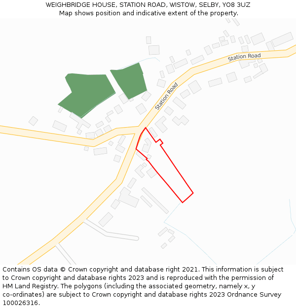 WEIGHBRIDGE HOUSE, STATION ROAD, WISTOW, SELBY, YO8 3UZ: Location map and indicative extent of plot