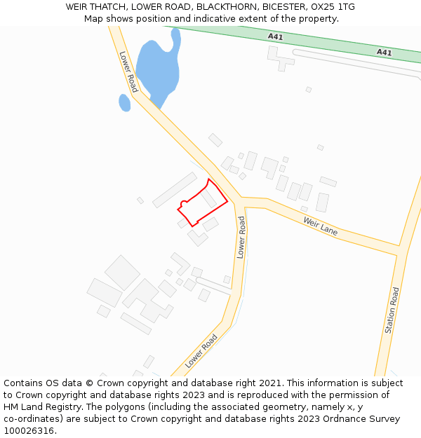 WEIR THATCH, LOWER ROAD, BLACKTHORN, BICESTER, OX25 1TG: Location map and indicative extent of plot