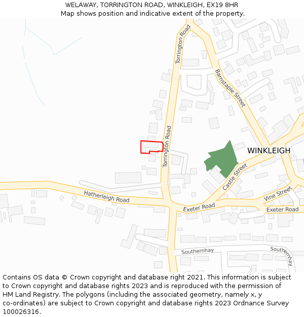 WELAWAY, TORRINGTON ROAD, WINKLEIGH, EX19 8HR: Location map and indicative extent of plot