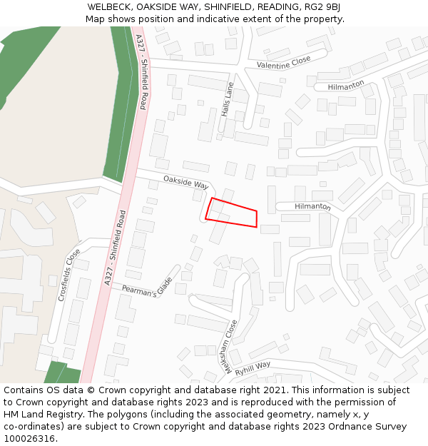 WELBECK, OAKSIDE WAY, SHINFIELD, READING, RG2 9BJ: Location map and indicative extent of plot