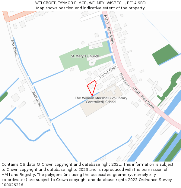 WELCROFT, TAYMOR PLACE, WELNEY, WISBECH, PE14 9RD: Location map and indicative extent of plot