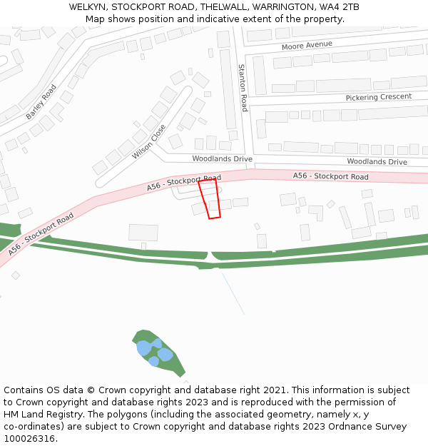 WELKYN, STOCKPORT ROAD, THELWALL, WARRINGTON, WA4 2TB: Location map and indicative extent of plot