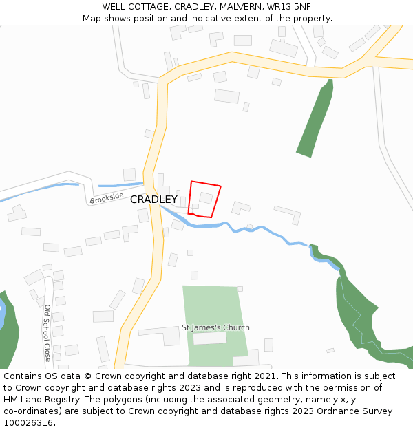 WELL COTTAGE, CRADLEY, MALVERN, WR13 5NF: Location map and indicative extent of plot