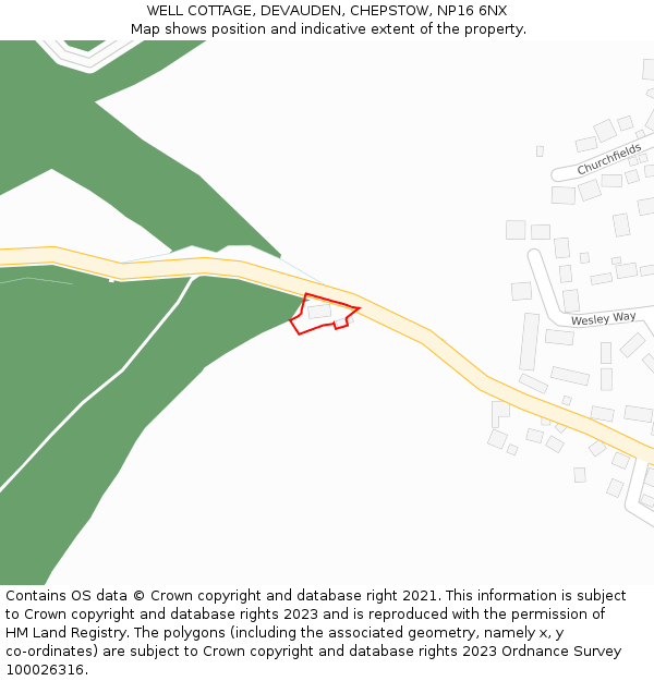 WELL COTTAGE, DEVAUDEN, CHEPSTOW, NP16 6NX: Location map and indicative extent of plot