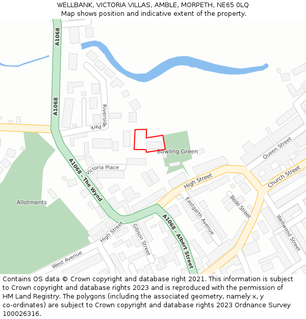 WELLBANK, VICTORIA VILLAS, AMBLE, MORPETH, NE65 0LQ: Location map and indicative extent of plot